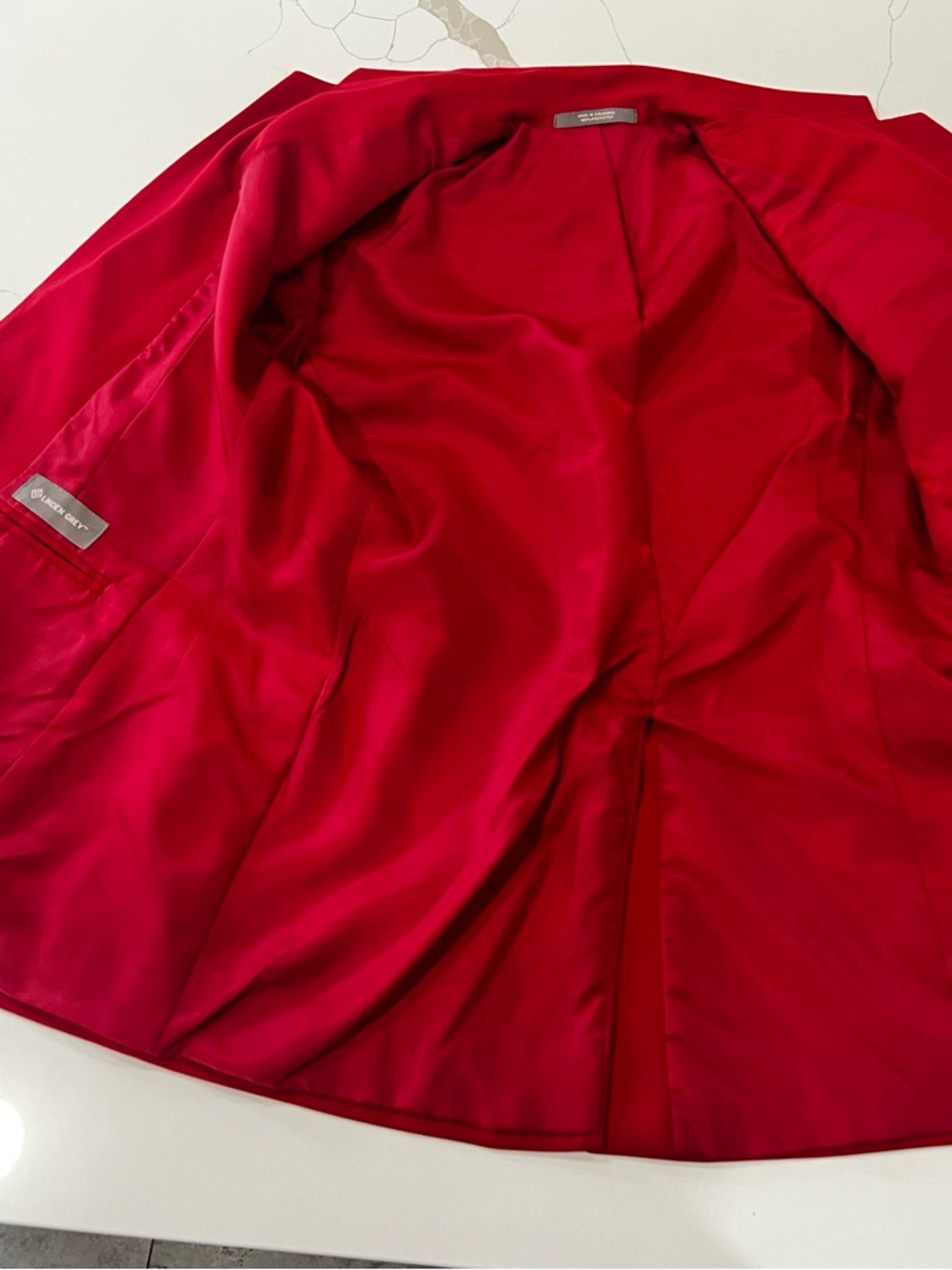 Linden Grey Tomato Red Tailored Blazer Women M Structured Chic - Picture 6 of 16